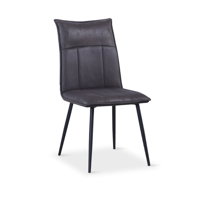 ESOU Leather Air Fabric Dining Chair with Black Powder Coated Legs DC-2056