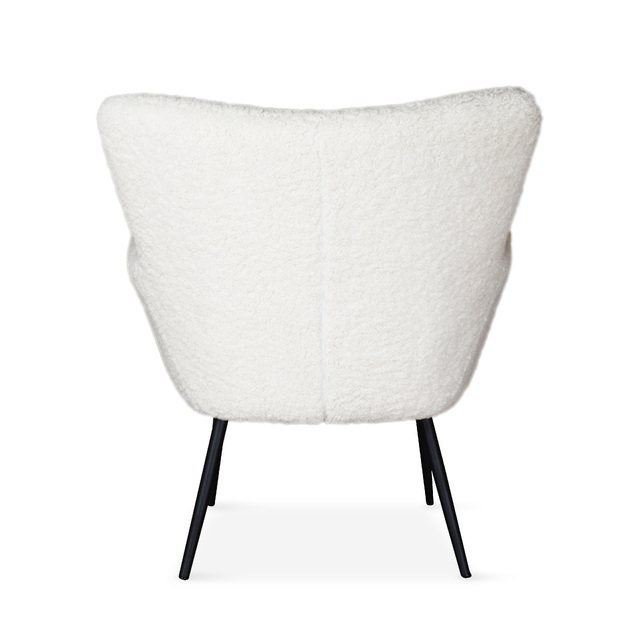 ESOU Padded White Lambwool Fabric Chair with Armrests for Your Living Room or Bedroom LC-2392