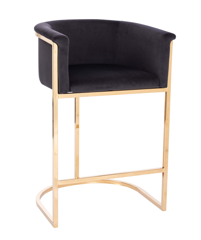 Velvet Bar Stool Chair with Gold Frames