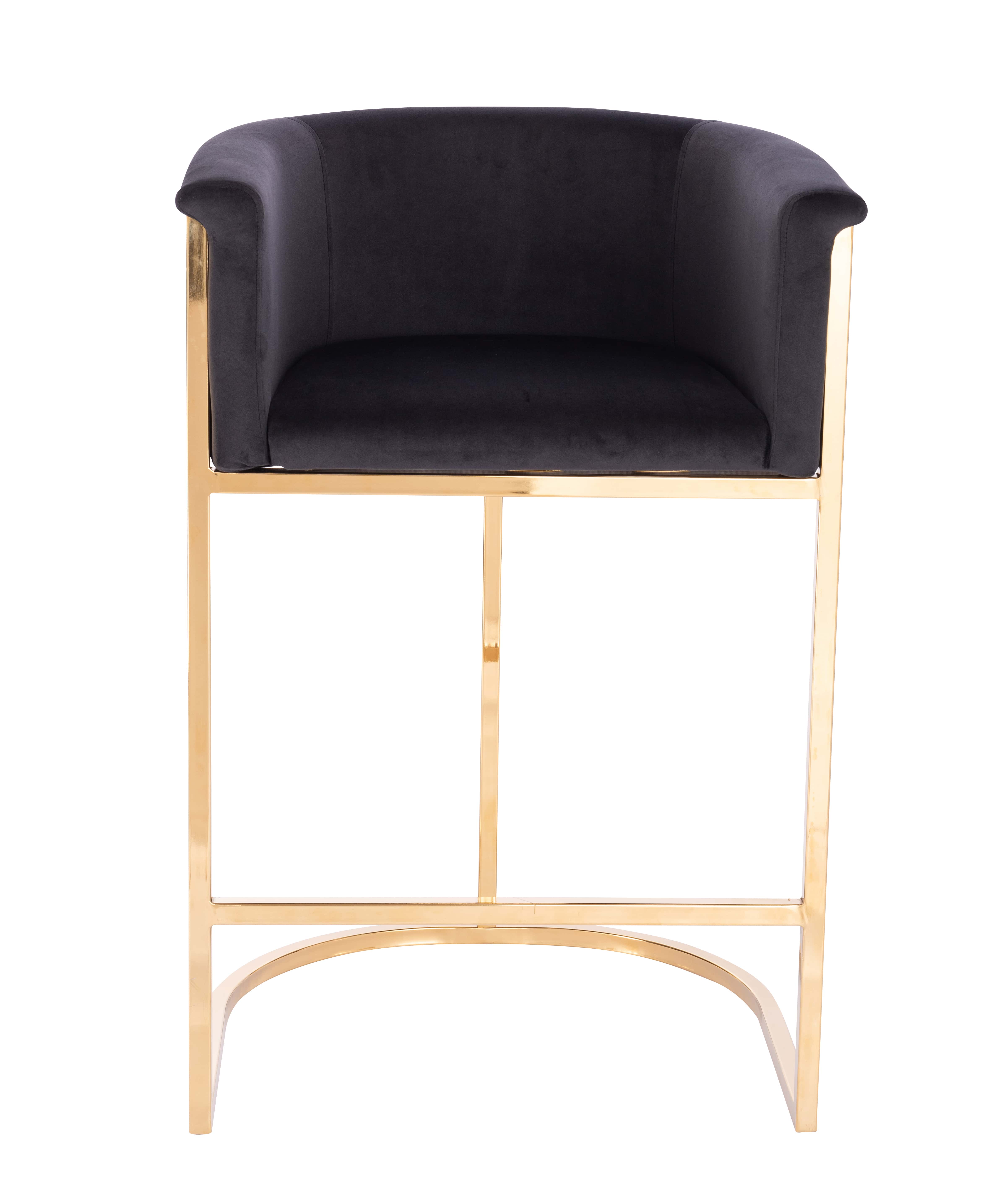 Velvet Bar Stool Chair with Gold Frames