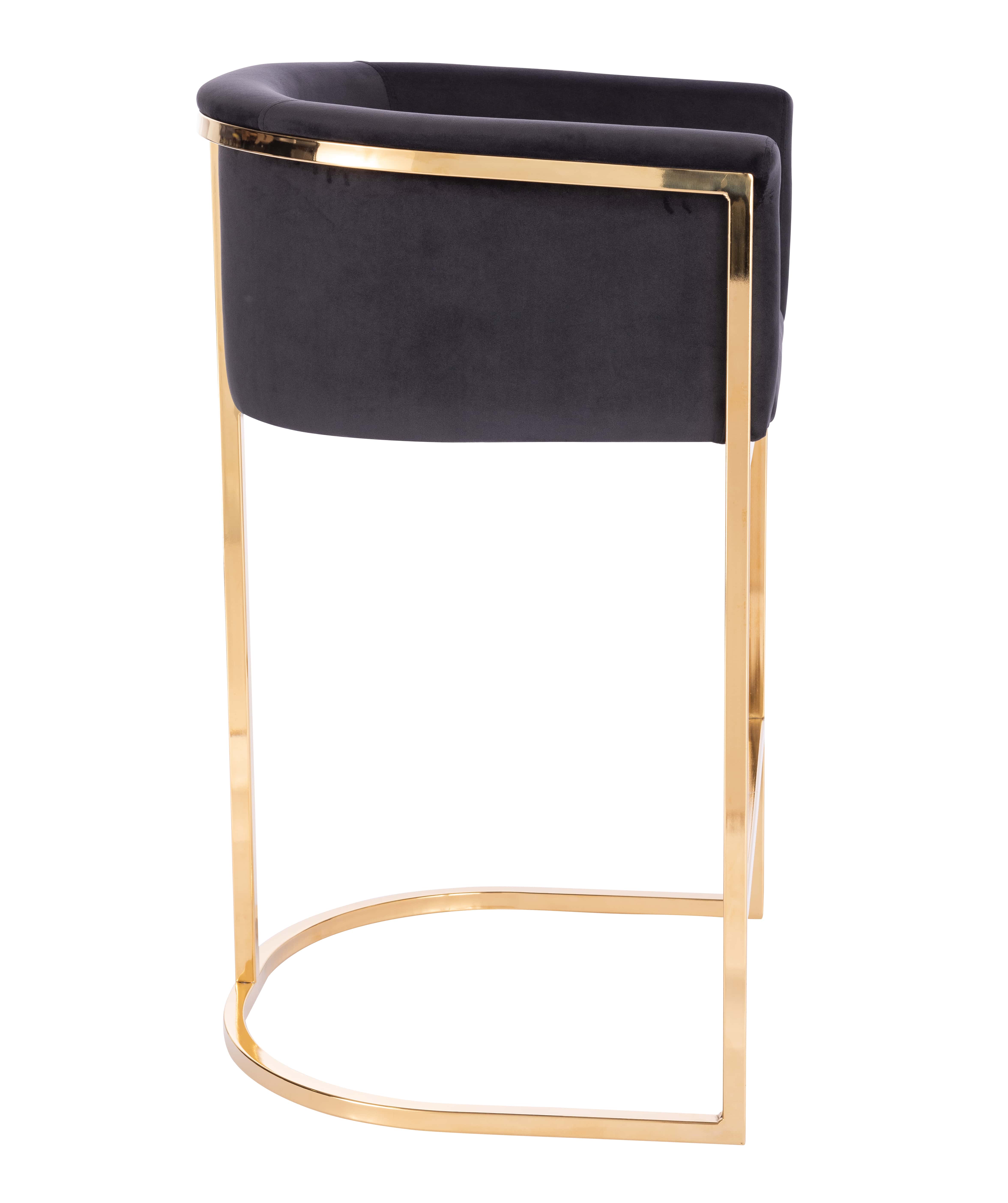 Velvet Bar Stool Chair with Gold Frames