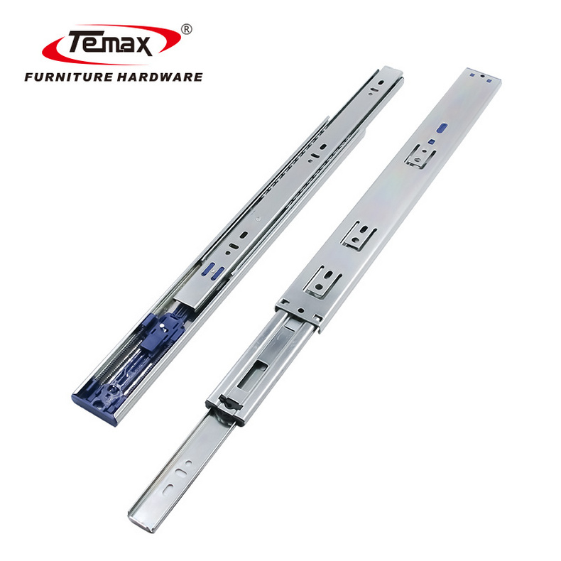 Adjustable Fully Push to Open Ball Bearing 3 fold Drawer Slide Telescopic Channel