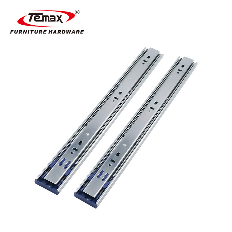 Adjustable Fully Push to Open Ball Bearing 3 fold Drawer Slide Telescopic Channel