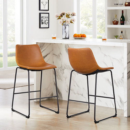 Crazy Horse Faux Leather Bar Stool