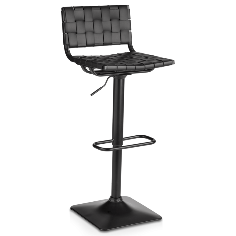 Black Woven Faux Leather Bar Stool