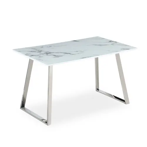 ESOU MDF Dining Table with Tempered Glass Table Top and Stainless Steel Legs DT-9869S