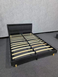 2022 new KD bed frame with LED light velvet fabric bed design