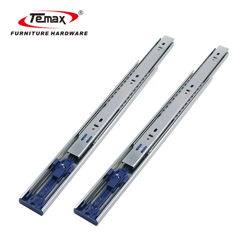 Adjustable Fully Push to Open Ball Bearing 3 fold Drawer Slide Telescopic Channel