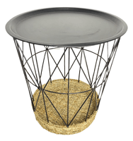 metal coffee table with seagrass bottom
