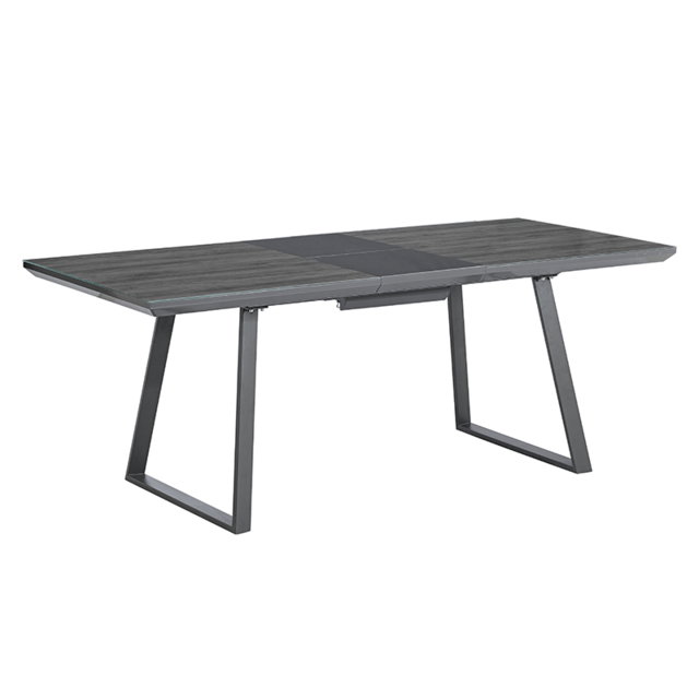 ESOU MDF Dining Table with Tempered Glass Table Top and Grey Powder Coated Legs DT-9869L