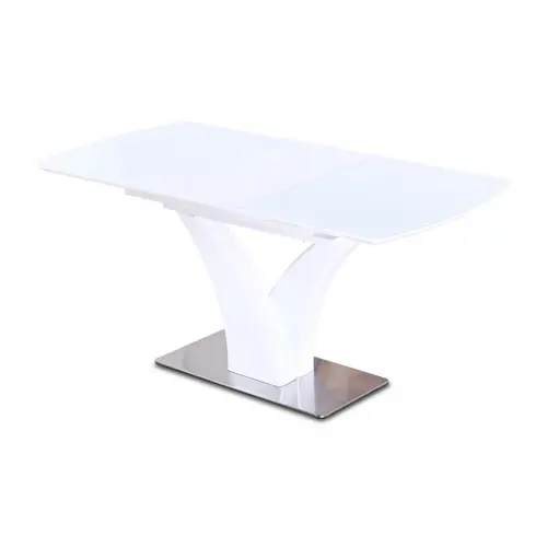 ESOU Sandblasted Glass Table Top Dining Table with Stainless Steel Bottom Plate DT-9850