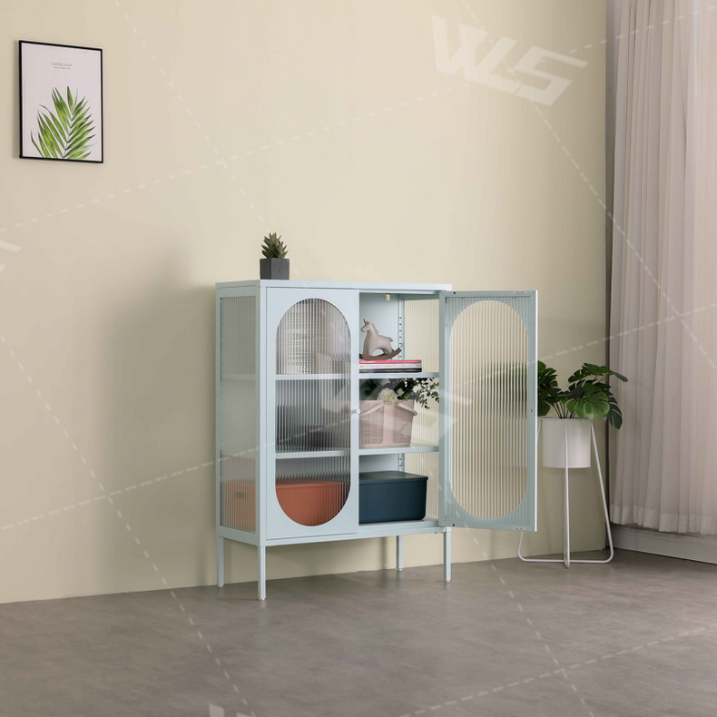 tempered glass metal sideboard