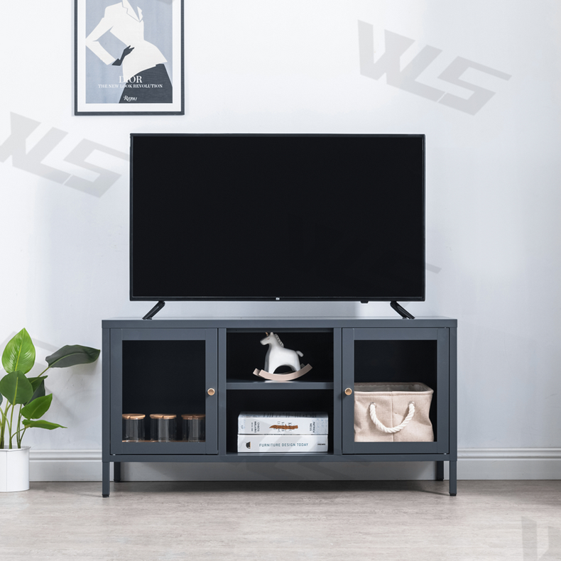 tempered glass metal TV stand cabinet