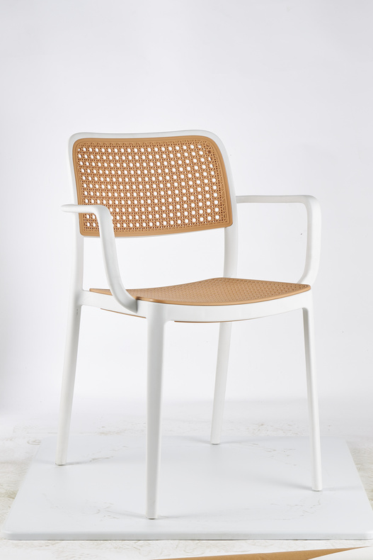 Plastic dinning chair with arm