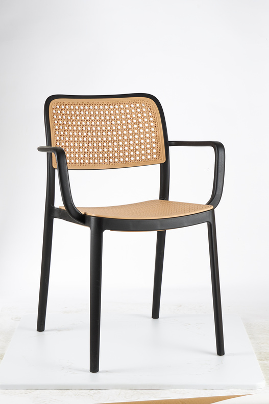 Plastic dinning chair with arm