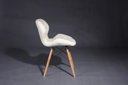 Plastic dinning chair with cushion,wooden leg