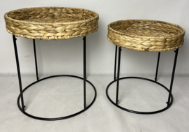 Set 2 side table with water hyacinth tray