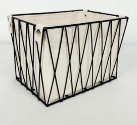 iron wire storage basket with fabric lining