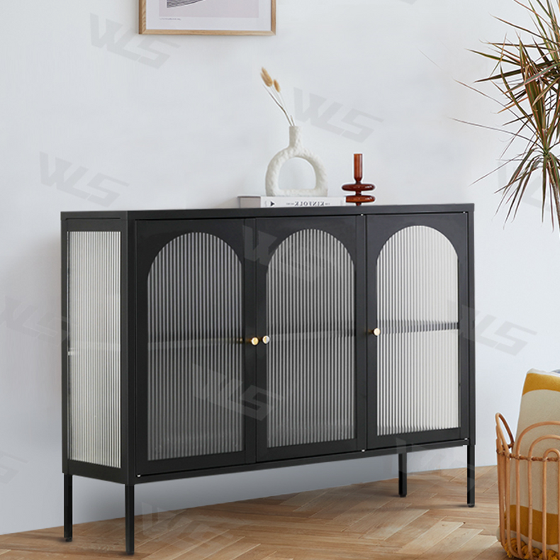 tempered glass metal sideboard