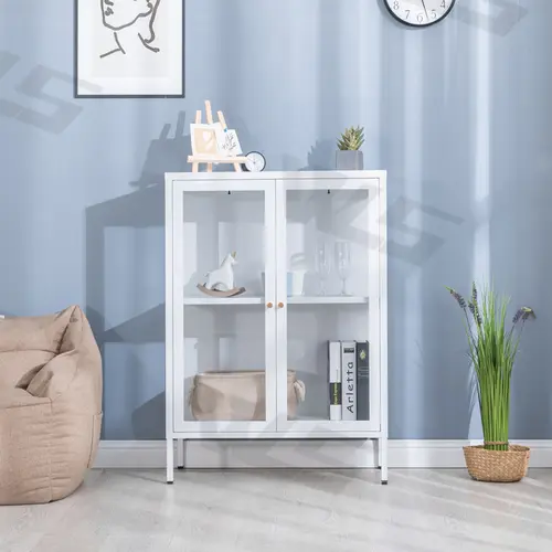 tempered glass metal sideboard