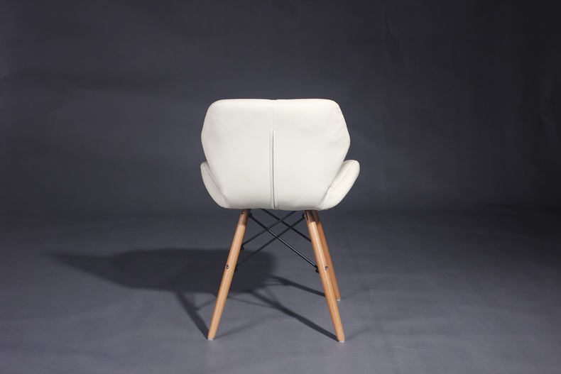 Plastic dinning chair with cushion,wooden leg