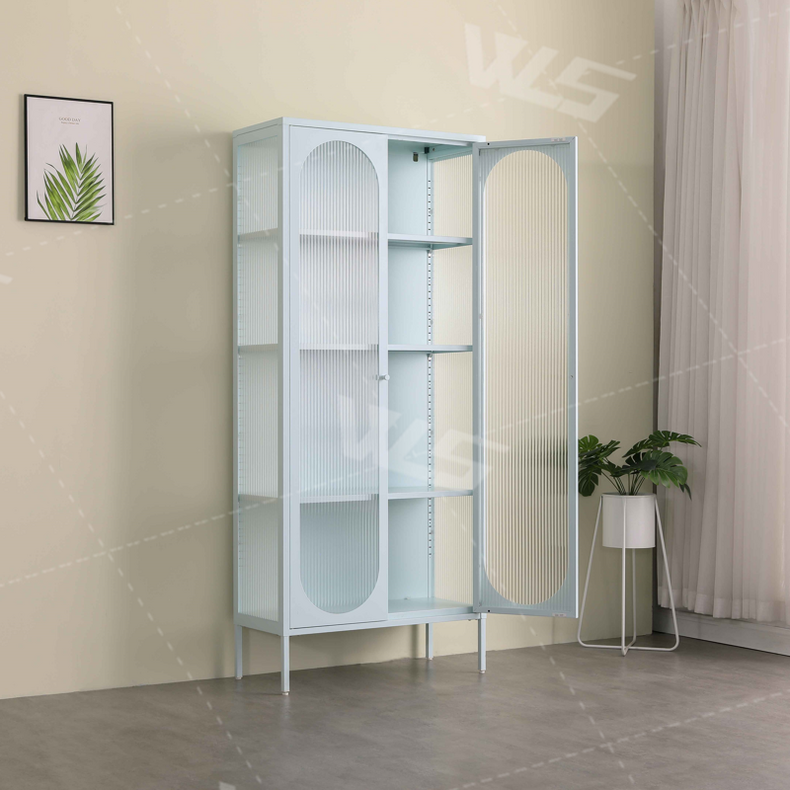 tempered glass metal wine storage display cabinet