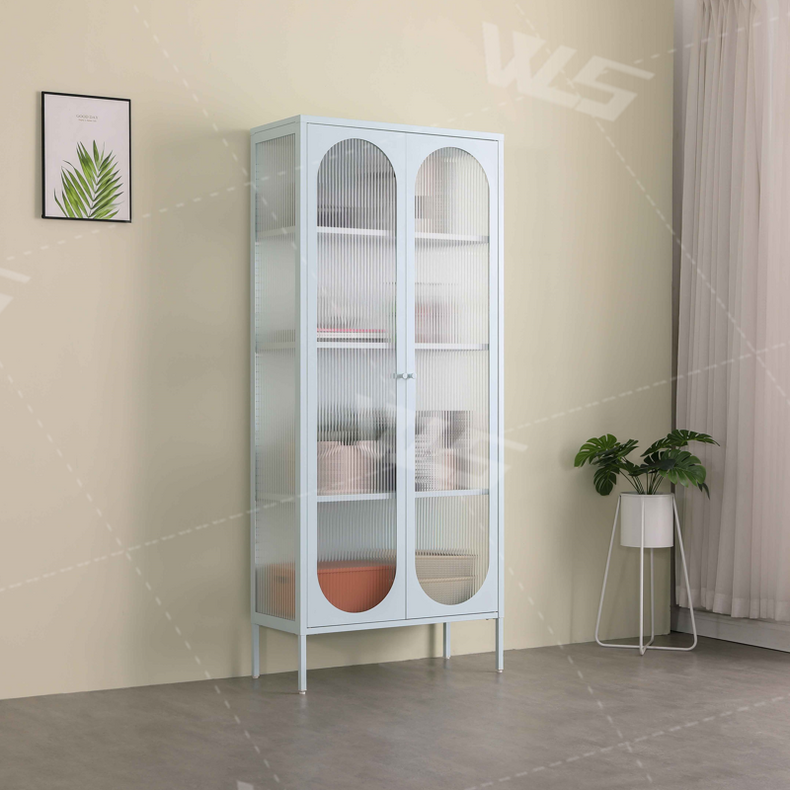 tempered glass metal wine storage display cabinet