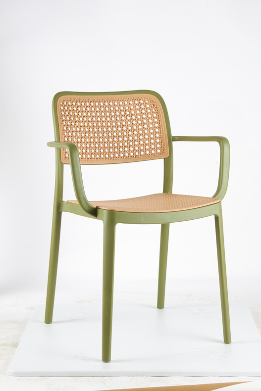 Plastic dinning chair with arm