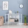 tempered glass metal storage cabinet for living room