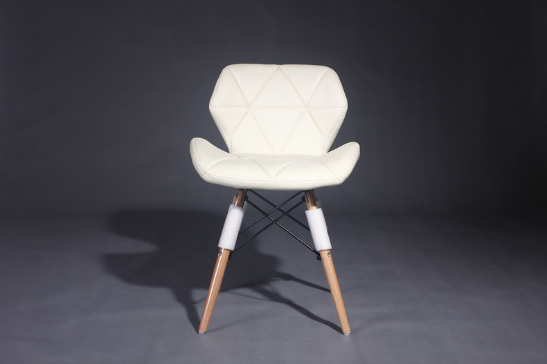 Plastic dinning chair with cushion,wooden leg