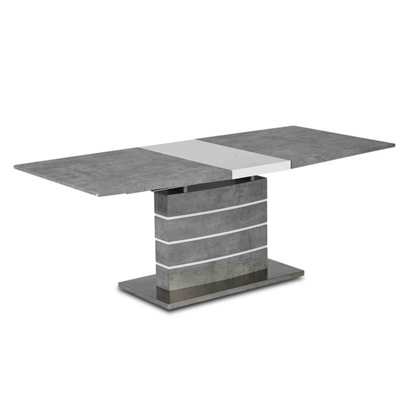 ESOU Modern Grey MDF Dining Table with Stainless Steel Bottom Plate DT-9186