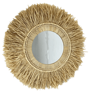 decorative raffia mirror