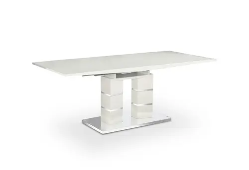 ESOU White MDF Extension Dining Table with Stainless Steel Bottom Plate DT-9152G
