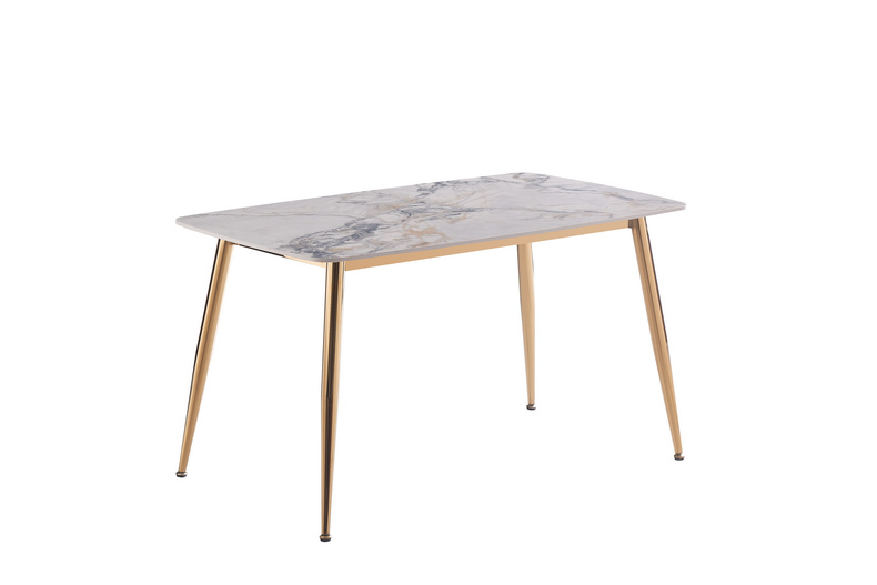 Ceramic Top  Golden Leg Rectangle  Dining Table