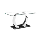 ESOU Modern Rectangular Tempered Glass Dining Table with Stainless Steel Frame DT-9157