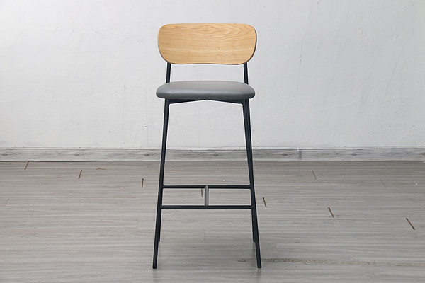BY-0038 High bar stool wood backrest