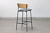 BY-0038 High bar stool wood backrest