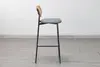 BY-0038 High bar stool wood backrest