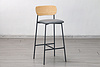 BY-0038 High bar stool wood backrest