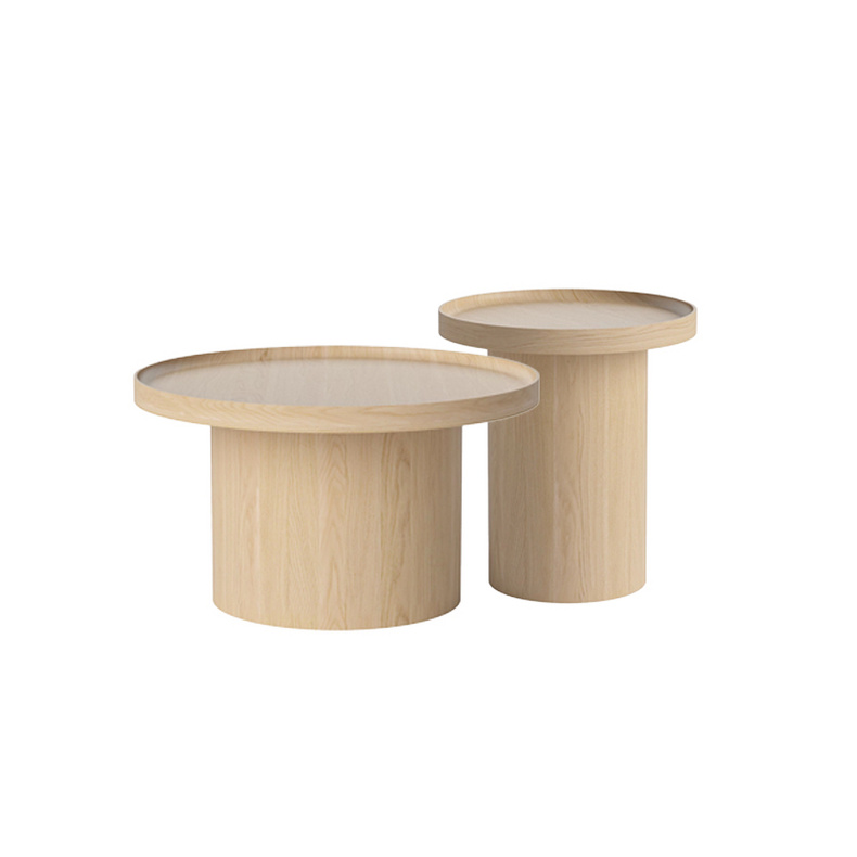 Contemporary Customized Modern Home Furniture Round Wood Nesting Coffee Table for Living Room
