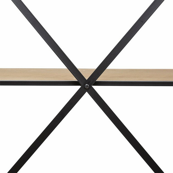 Modern 3 Levels Black Iron Wood Display Bookcase Shelving Book Storage Bookshelf for Home Office Restaurant Hotel