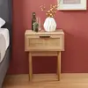 Hot Sale Farmhouse Bed Side Table Bedroom Furniture One Drawer Bedside Table Rattan Wood Frame Nightstand Side Table