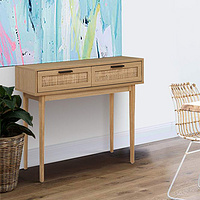 Modern Europe Style Living Room Furniture Console Table Rectangular Rattan 2 Drawers Console Table