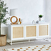 New Design 3 Doors Home Wood Furniture Rattan Sideboard Console Storage Cabinet