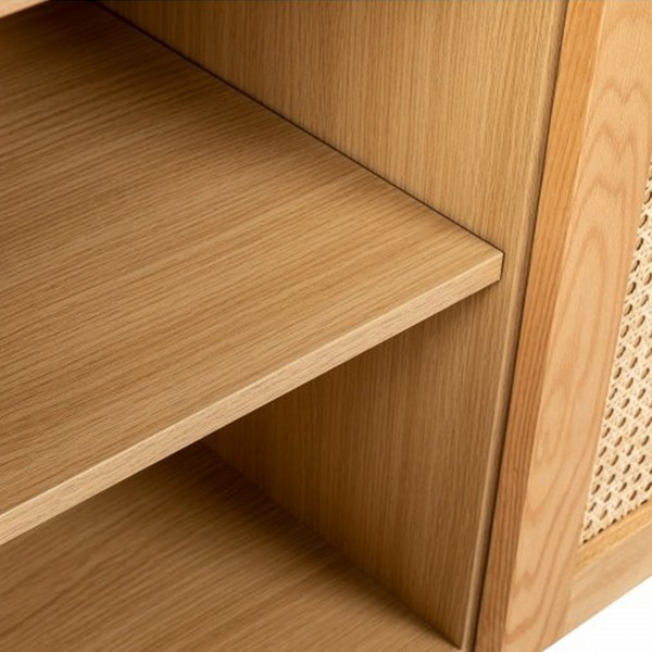 New Design 3 Doors Home Wood Furniture Rattan Sideboard Console Storage Cabinet