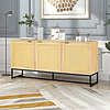 New Design 3 Doors Home Wood Furniture Rattan Sideboard Console Storage Cabinet