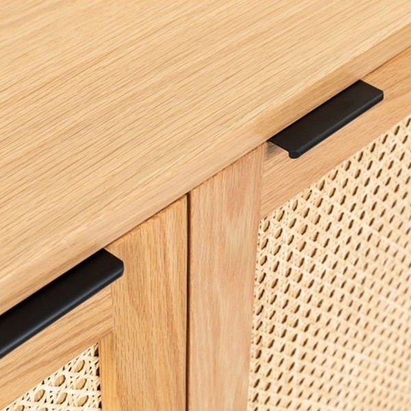 New Design 3 Doors Home Wood Furniture Rattan Sideboard Console Storage Cabinet