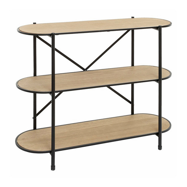 Modern 3 Levels Black Iron Wood Display Bookcase Shelving Book Storage Bookshelf for Home Office Restaurant Hotel