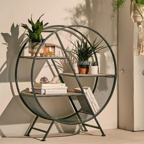 High Quality Storage Decorative Book Shelf Bookshelf Shelf Round Metal Shelving Unit for Decoration