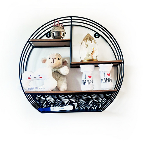 Multifunction Organizer Rack Shelf Modern Floating Wall Mounted Shelves Gold Black Iron Metal flower toy book Display Shelf
